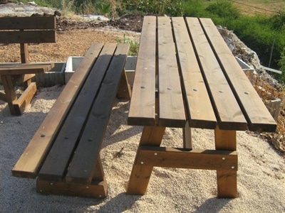 שולחן עץ + ספסל דגם 204
